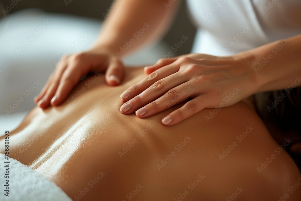 hands performing a back massage as therapy to a person