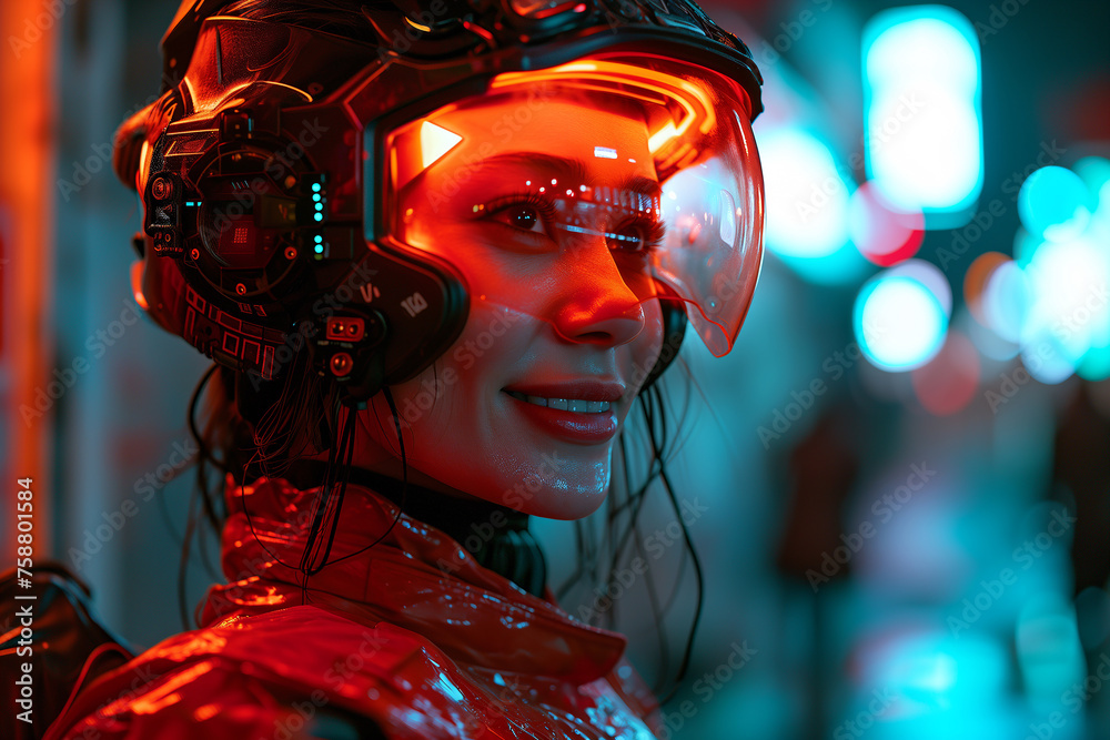 amazed teen girl wear vr glasses using technology for education in virtual reality, virtual world. amazed teen girl wear vr glasses using technology for education in virtual reality, virtual world.
