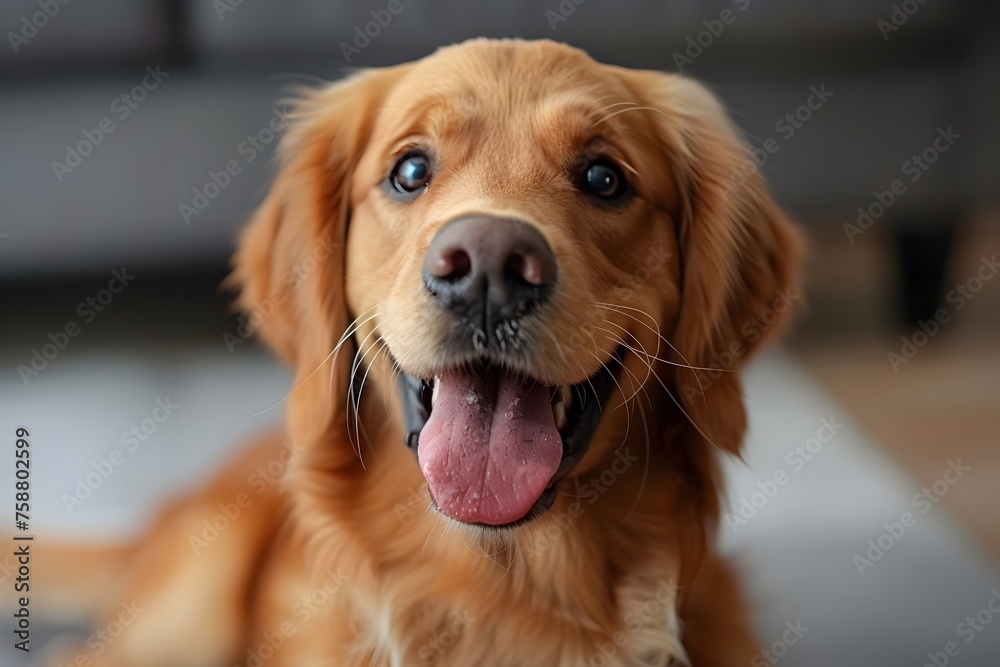 Fototapeta premium Funny Dog Steals the Show with Hilarious Antics and Gleaming Eyes