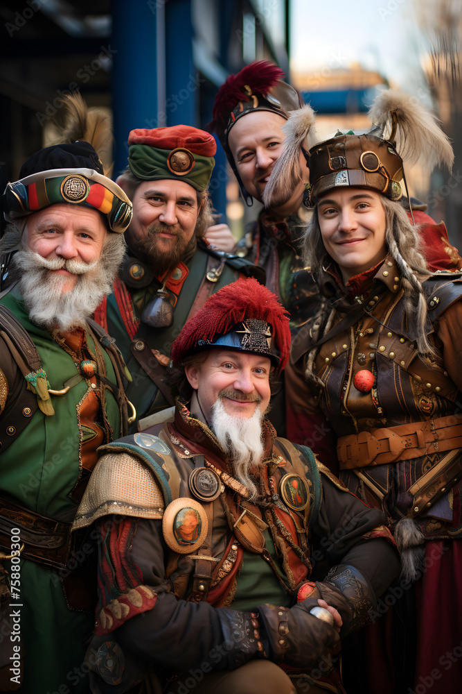 Unveiling the Mystical Realm: An Array of Colorful, Enchanting Dwarf Costumes in a Fairy-tale Inspired Setup