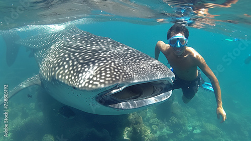 snorkeling with a whale shark