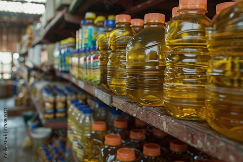 vegetable oil in a plastic bottle palm oil in the store
