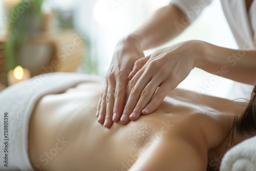 young man with back problems receives a relaxing massage in a spa