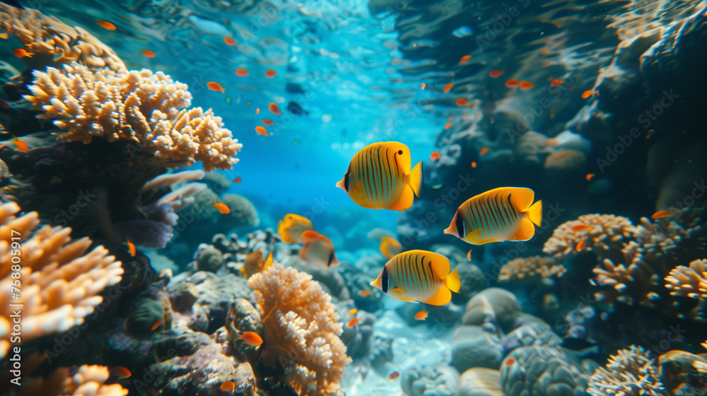 underwater photography of coral reefs with fish and fauna underwater photography of coral reefs with fish and fauna