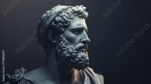 Bacchus bust sculpture, Ancient Greek god of Wine. 