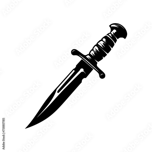 silhouette of a military dagger isolated on a white background. Vector logo. photo