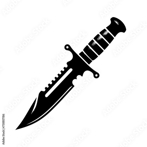 silhouette of a military dagger isolated on a white background. Vector logo.