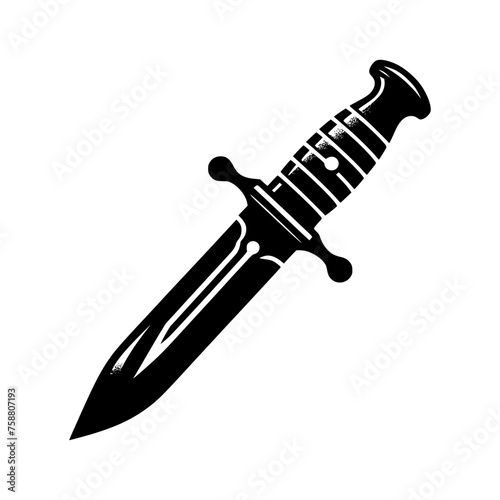 silhouette of a military dagger isolated on a white background. Vector logo.