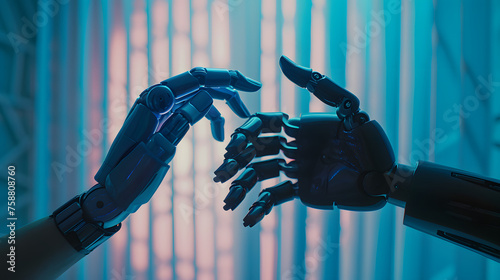 Synergie illimitée : poignée de main d'innovation entre l'intelligence humaine et artificielle sur une mer de données - Vision futuriste de la fusion technologique
