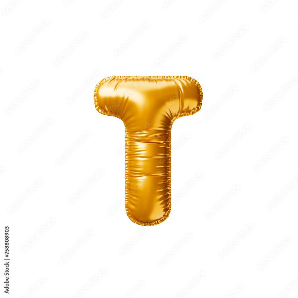 Golden balloon Letter T. 3d render illustration Golden balloon Letter T. 3d render illustration