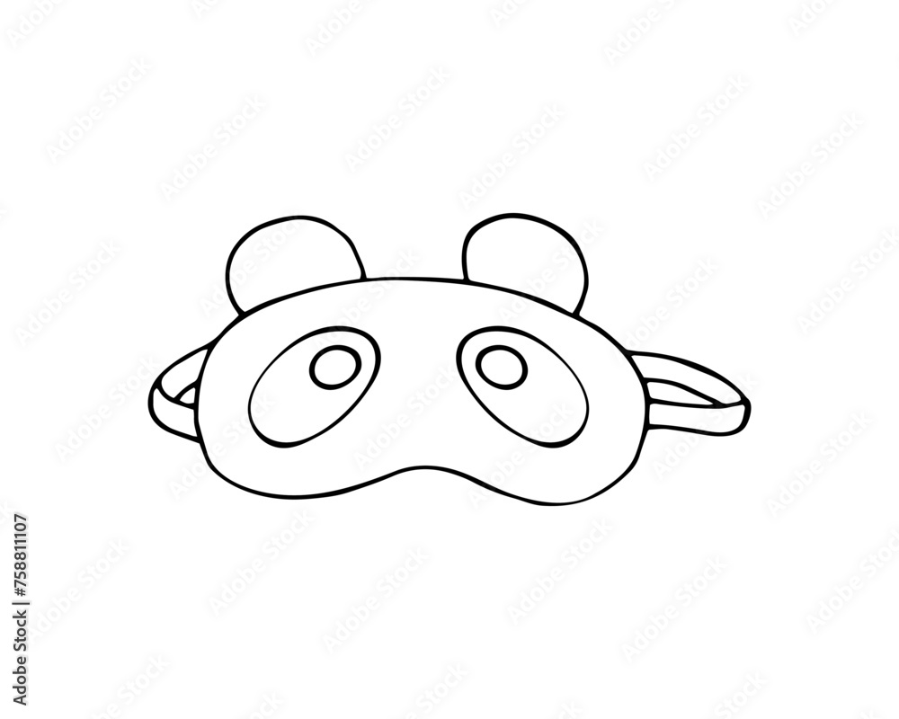 Hand-drawn nighttime eye mask. Sleeping mask cute Panda face. Mask for dreaming vector illustration in doodle style. Hand-drawn nighttime eye mask. Sleeping mask cute Panda face. Mask for dreaming vector illustration in doodle style.
