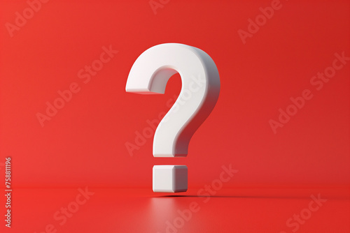 White question mark on a red background 3d render