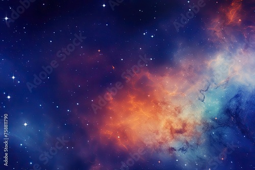 Fire in the Sky. Nebula Space, Blue and Orange light Glowing Smoke, Dramatic Sky, Colorful fantasy Background. © DreamStock