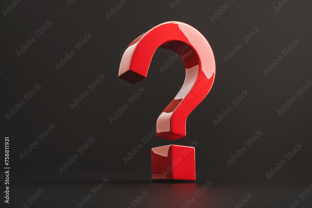 Red question mark on a black background 3d render Red question mark on a black background 3d render