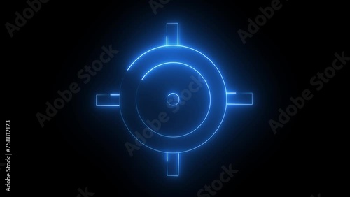 radar point to detect enemy position, lock target, animation, black screen background photo