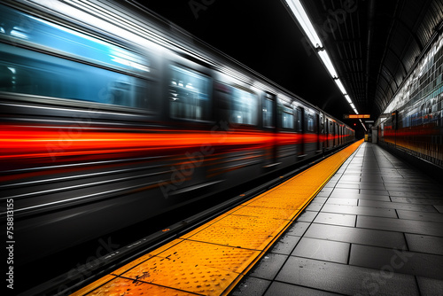 Metro train station motion blur background