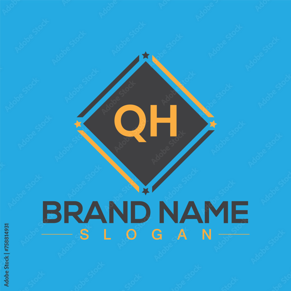 Initial QH letter logo design with creative square symbol Initial QH letter logo design with creative square symbol