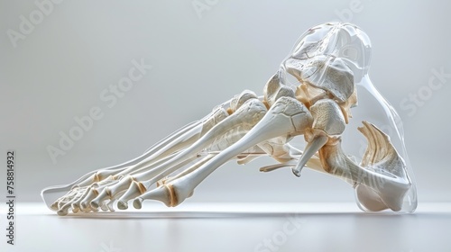 3D rendered illustration of human foot bone anatomy for educational purposes photo