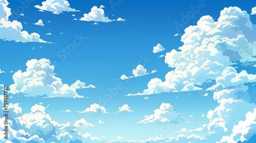 Anime style illustration of a fantastic beautiful sky and clouds