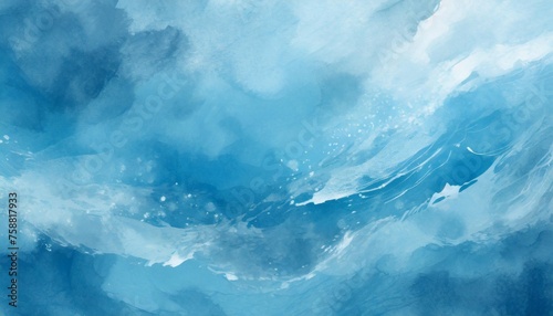 abstract art blue paint background with liquid fluid grunge texture in concept winter ocean © Josue