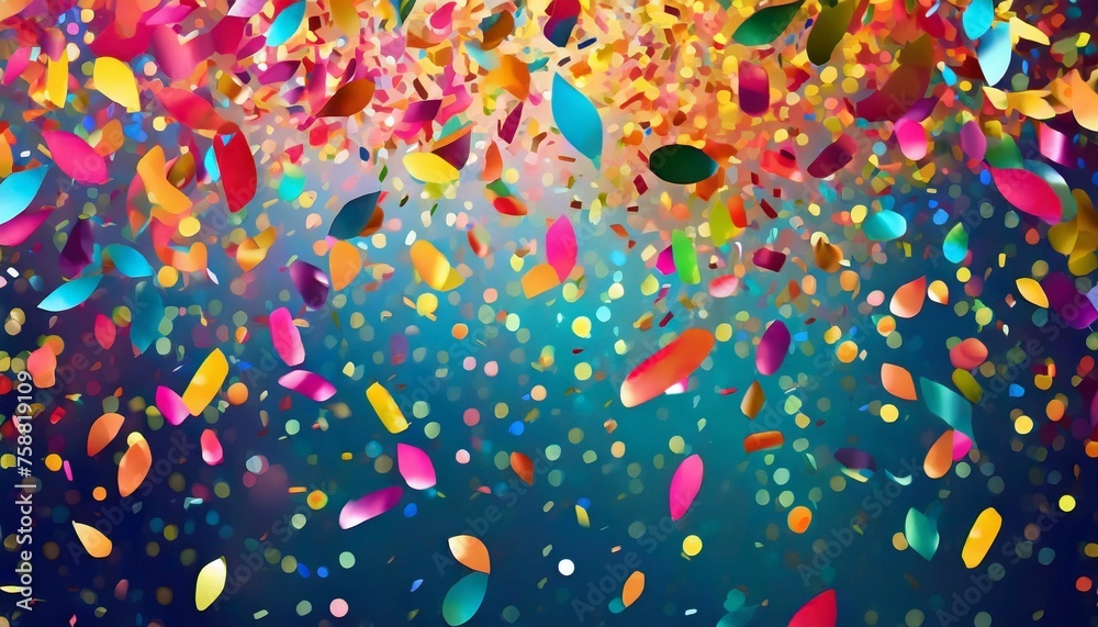 glittering colourful confetti falling down party background concept for holiday celebration new year s eve or jubilee - obrazy, fototapety, plakaty 