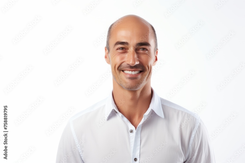 Cheerful mature man. Confident mature man looking at camera and smiling while standing against white background Cheerful mature man. Confident mature man looking at camera and smiling while standing against white background