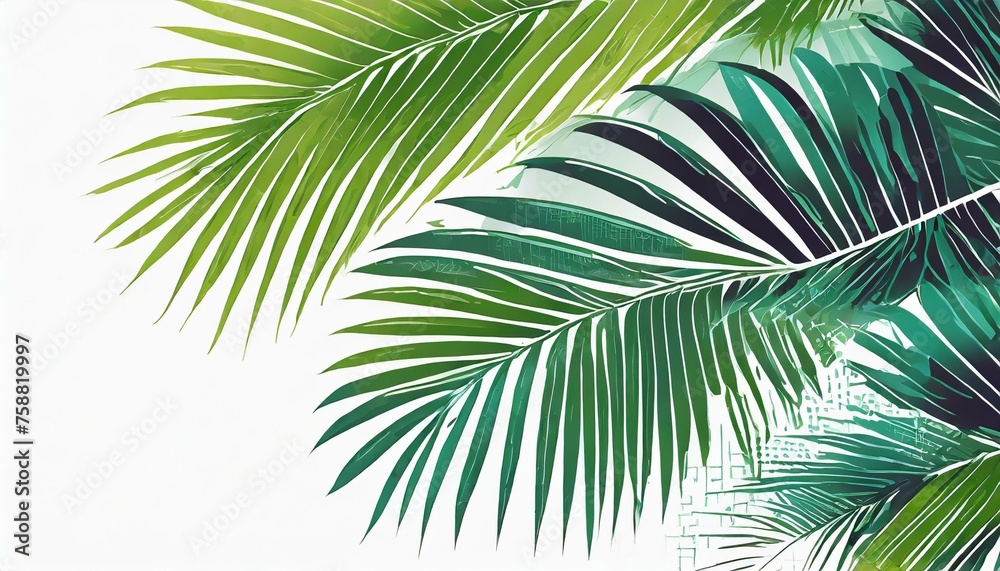 Fototapeta premium palm leaves on the simple white background promo banner created with technology