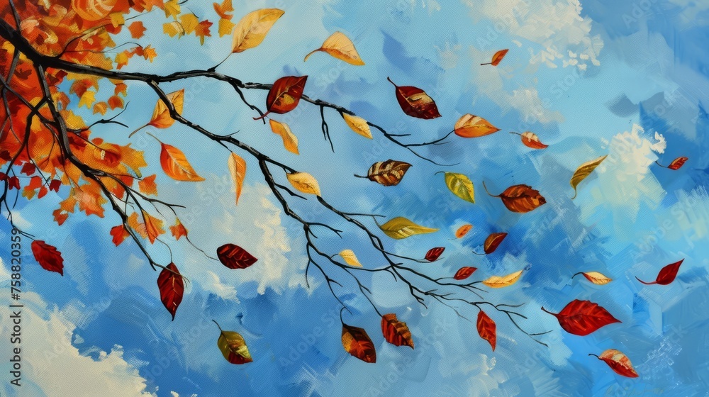 Autumn leaves against a blue sky Autumn leaves against a blue sky
