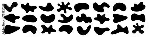 Irregular, amoeba, liquid, fluid blob shapes vector set