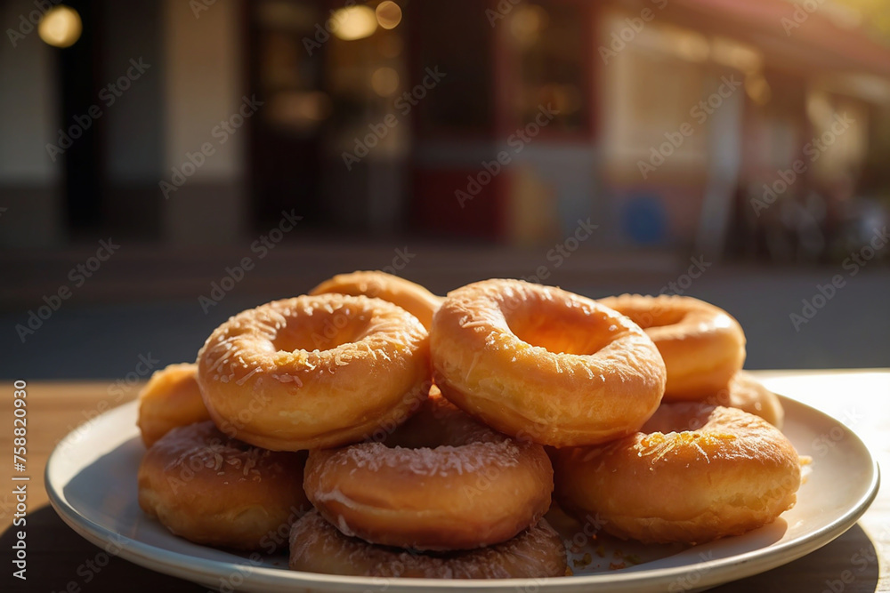 Donuts in a plate ready to serve Donuts in a plate ready to serve