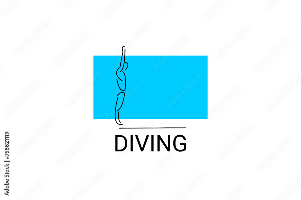 Diving (sport) vector line icon. swimmer with diving sport. sign. sport pictogram illustration Diving (sport) vector line icon. swimmer with diving sport. sign. sport pictogram illustration