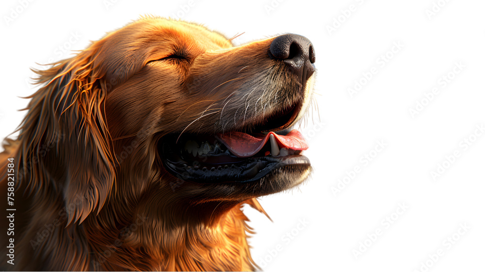 Joyful Canine's Golden Grin on Transparent Background