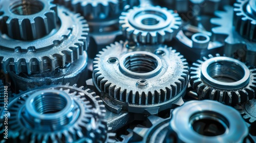 Background of various gears made of metal