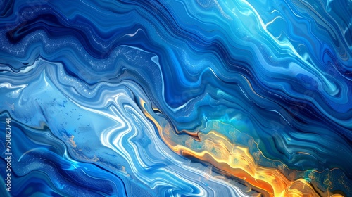 Beautiful abstract background. Abstract ocean- ART. Marble texture. Fractal art.   olored waves  lines and circles