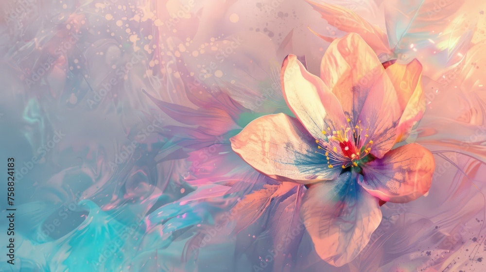 Beautiful abstract flower over pastel background. Serenity, tranquility concept