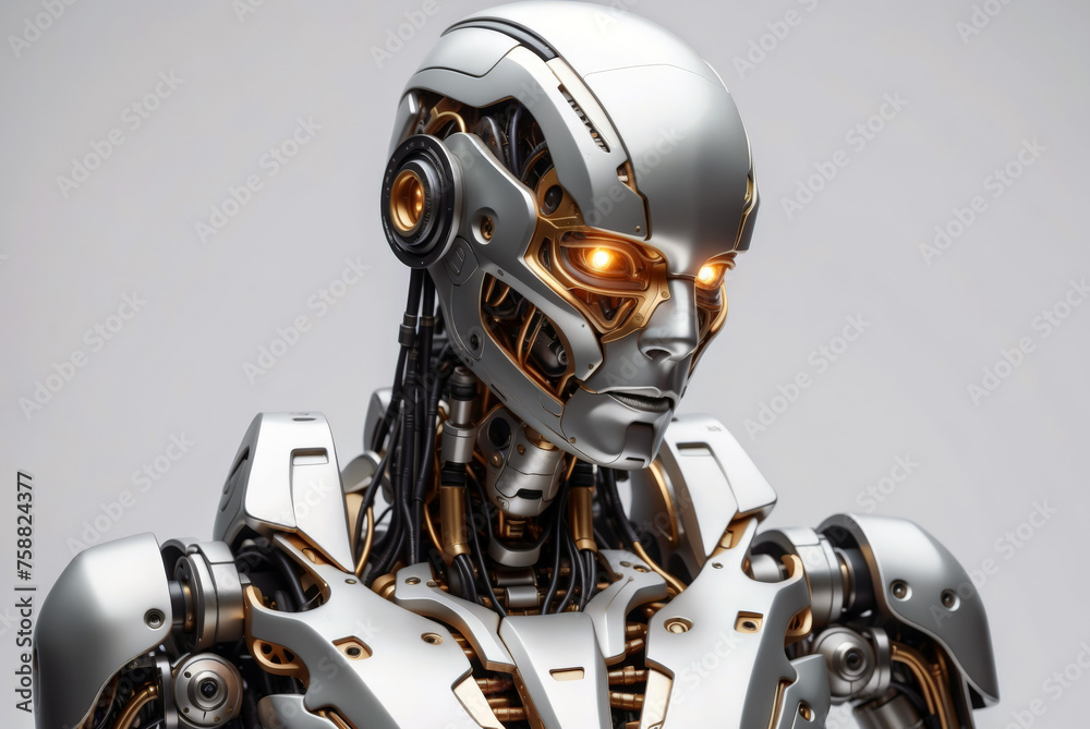 Robot portrait on isolated background technology concept.
Robot portrait on isolated background technology concept.