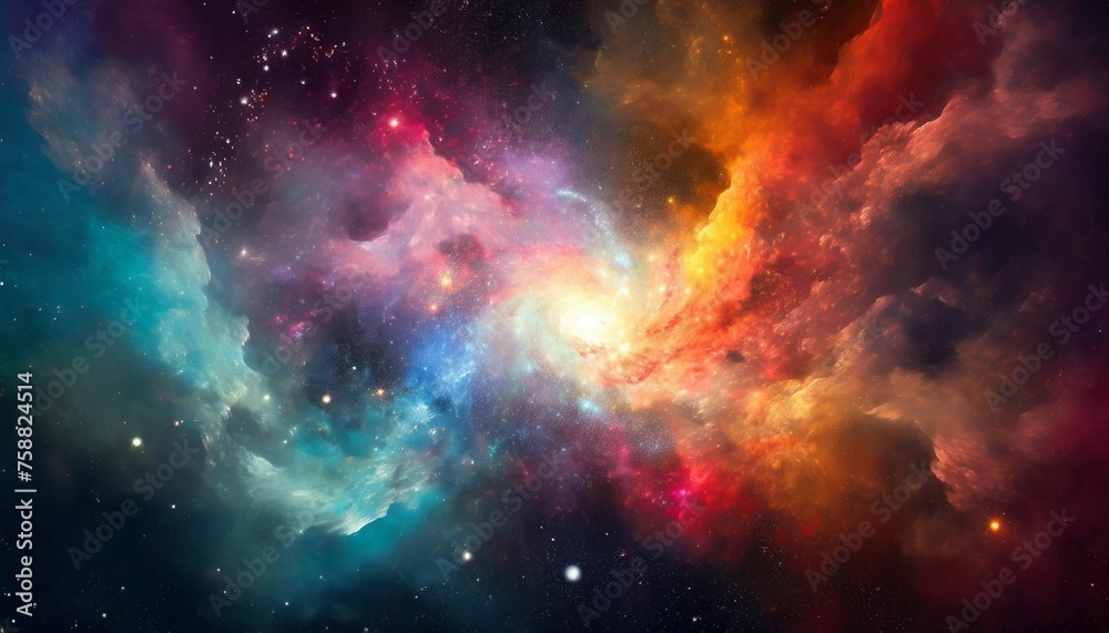 abstract illustration colorful space galaxy cloud nebula stary night cosmos universe science astronomy supernova background wallpaper contrasting heaven and hell concept art