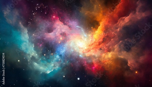 abstract illustration colorful space galaxy cloud nebula stary night cosmos universe science astronomy supernova background wallpaper contrasting heaven and hell concept art