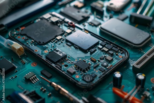 The inside of the smartphone.