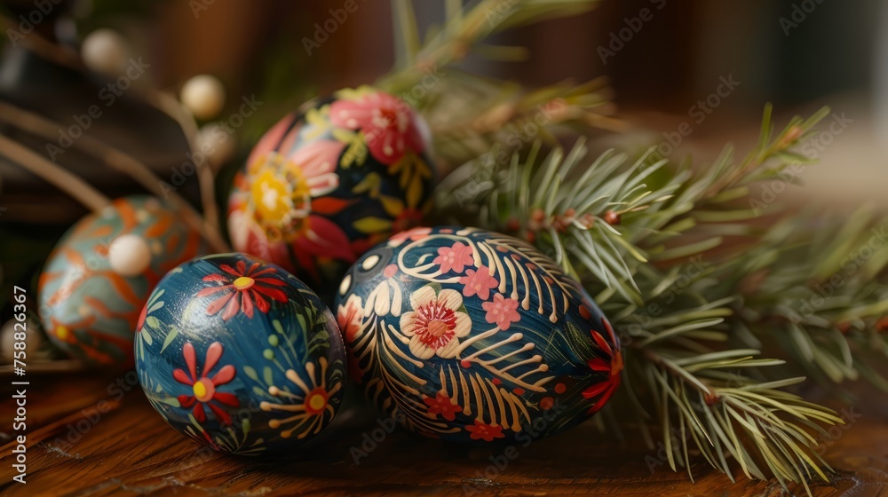 Decorative easter eggs with ornament Decorative easter eggs with ornament