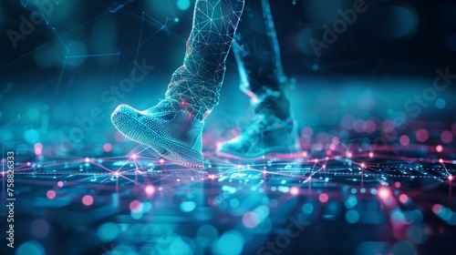 Cybersecurity digital footprints made of binary code, highlighting the importance of cybersecurity and protecting one's digital footprint from unauthorized access and exploitation.