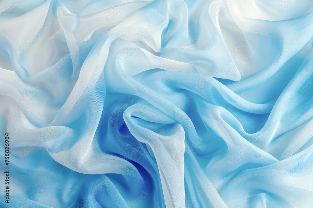 Ethereal Blue Fabric Waves. A high-resolution image showcasing the delicate folds and soft texture of a blue satin fabric, creating an abstract wave pattern. Ethereal Blue Fabric Waves. A high-resolution image showcasing the delicate folds and soft texture of a blue satin fabric, creating an abstract wave pattern.