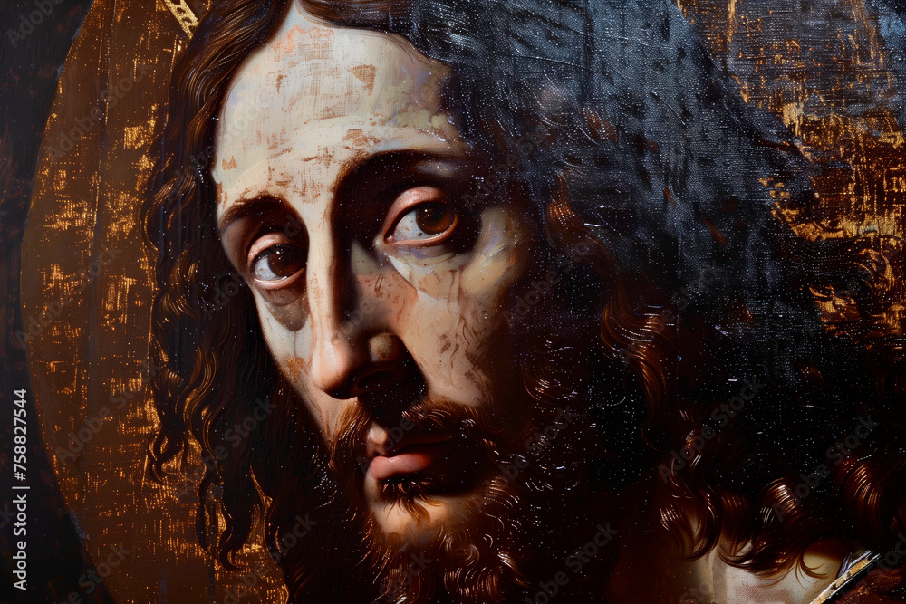 A Portrait of Jesus, radiating the divine light of God's Son, encapsulate the essence of the Resurrection, embodying faith, spirituality, and the everlasting hope and trust in the Divine.