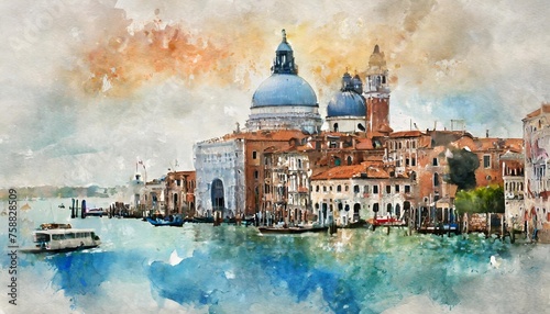 venice city in italy detail watercolor background © Nathaniel
