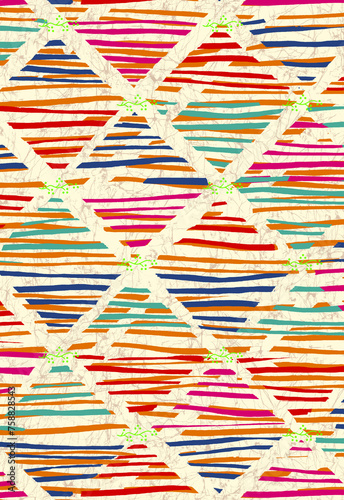 Antique surface floral seamless allover Pattern design, multicolor flowers with multicolor watercolor background texture.