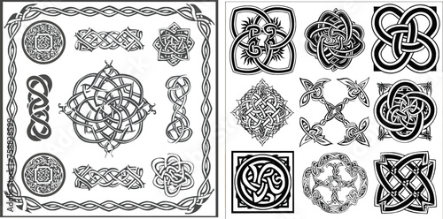 Vector decorative elements for the design of diploma, advertisements, envelope based on Celtic patterns photo