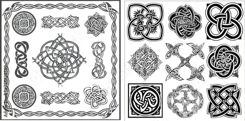 Vector decorative elements for the design of diploma, advertisements, envelope based on Celtic patterns