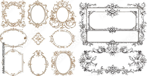 Floral ornament collage of frames