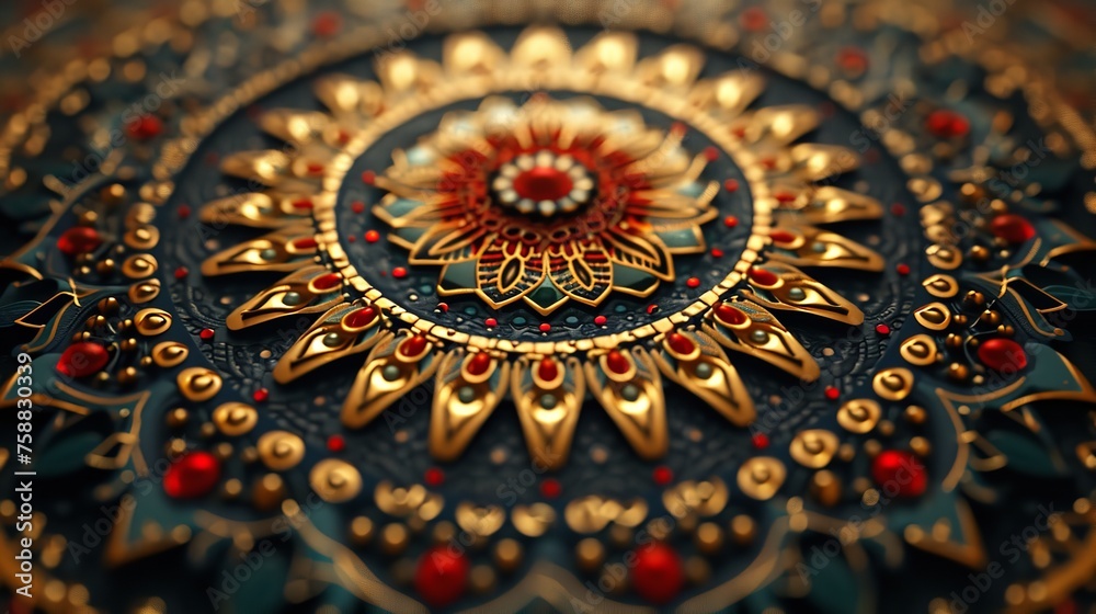 Beautiful Indian Floral Mandala Ornament 8k 