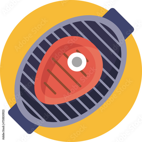 A succulent, grill-marked steak icon, perfectly embodying the essence of barbecue. Ideal for menus, food apps, and BBQ lovers' websites.